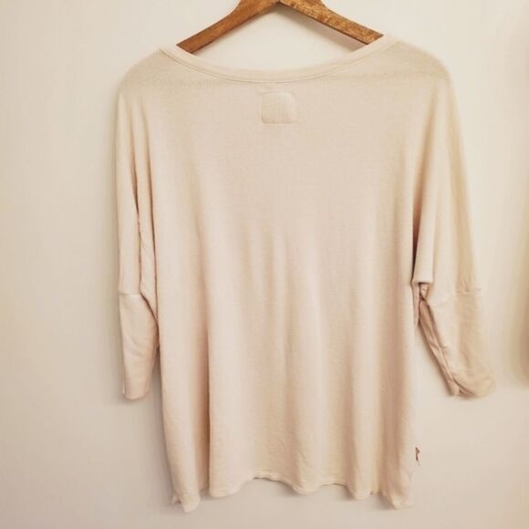 Chaser Cha Sor Cream Ribbed Waffle Knit Thermal Dolman Sleeve Top Size Small - Picture 4 of 9